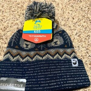 Sunday Kids Navy and Gray Patterned Beanie
